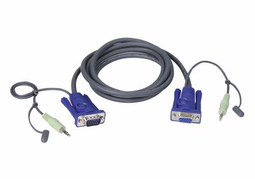 ATEN VGA / AUDIO kabel 2L-2402A Længde: 1.8m 15 pin HDB female, 2 audio plugs (2L-2402A)