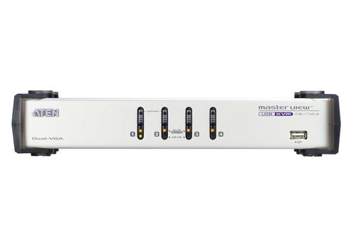 ATEN KVM  4-PC 1-Bruker CS1744C Switch Box, Dual-VGA, USB, Lyd. (CS-1744)