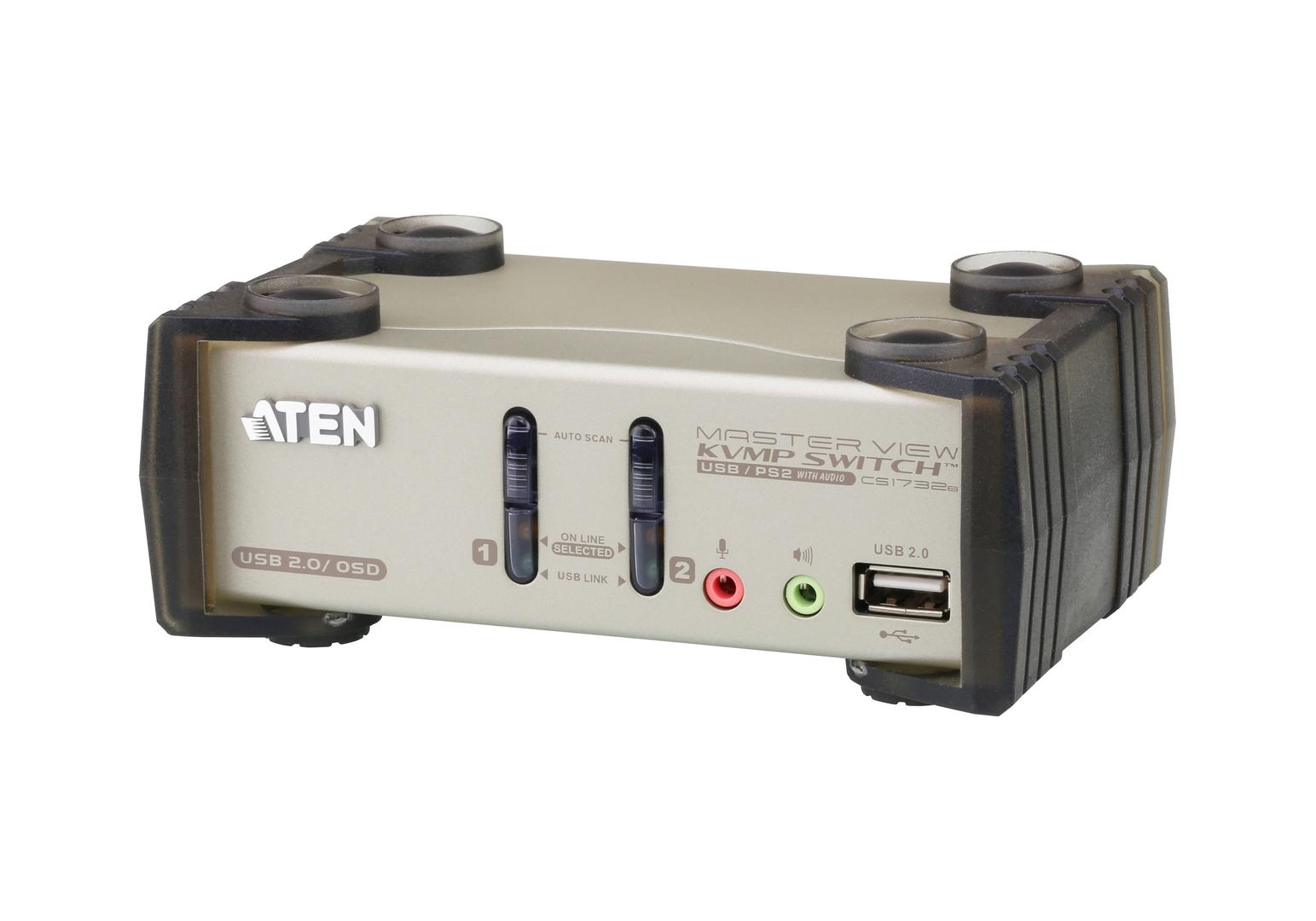 ATEN - KVMP Switch 2-port inkl. Kabler XGA USB2 Audio OSD