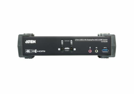 ATEN KVM Switch 2-Port DP USB3 4K MST DisplayPort USB3 Audio 4xKabel (CS1922M)