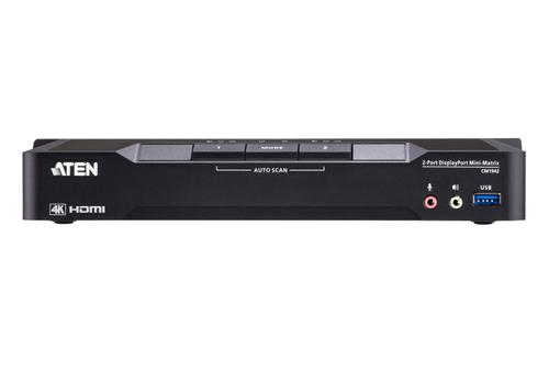 ATEN 2-Port 4K DisplayPort Dual Display Mini-Matrix Boundless KVM (CM1942-AT-G)