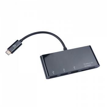 V7 USB-C MALE TO MULTIPORT ADAPTER USB-C 3XUSBA 3.2GEN1 SD MCROSD PERP (V7UC3U-HUB-BLK-1E)