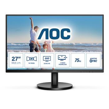AOC C Q27B3MA - B3 Series - LED monitor - 27" - 2560 x 1440 QHD @ 75 Hz - VA - 250 cd/m² - 4000:1 - 4 ms - HDMI, DisplayPort - speakers - black (Q27B3MA)