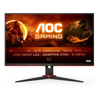 AOC Q27G2E/BK - 27, 2560x1440,  VA, Flat, Fixed base, tilt, , , , , -, -, -, DPx1, HDMIx2, -, -, Brightness 250 cd/m, AOC Gaming (Q27G2E/BK)