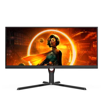 AOC C Gaming U34G3XM - G3 Series - LED monitor - gaming - 34" - 3440 x 1440 UWQHD @ 144 Hz - VA - 300 cd/m² - 3000:1 - HDR10 - 1 ms - 2xHDMI, DisplayPort - black, red (U34G3XM/EU)