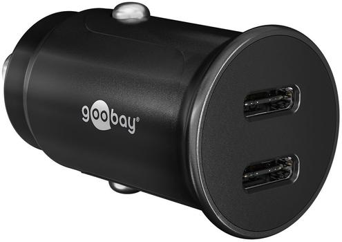 GOOBAY Dual-USB-Câ?¢ PD (Power Delivery) Auto Fast Charger (30 W)<br>30 W (12/24 V) suitable for devices ... (59705)