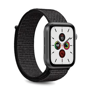 PURO Apple Watch Band 42-49 mm nylon wristband,  Black (PUSPORTAW44BLK)