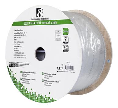 Deltaco U/FTP Cat6a installation cable, 305m, 500MHz, LSZH, grey (TP-55)