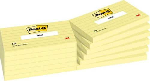 3M Post-It Notes 76x127 linieret gul 635CU (7100242799*12)