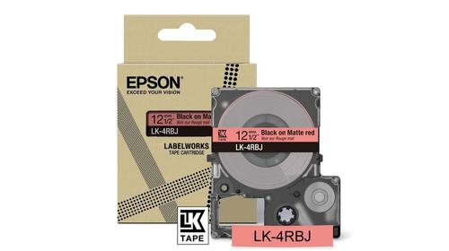 EPSON n LabelWorks LK-4RBJ - Black on matte red - Roll (1.2 cm x 8 m) 1 cassette(s) hanging box - tape cartridge - for LabelWorks LW-C410, LW-C610 (C53S672071)
