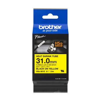 BROTHER HSe-661E Heat Shrink Tube Black on Yellow 31.0mm (HSE661E)
