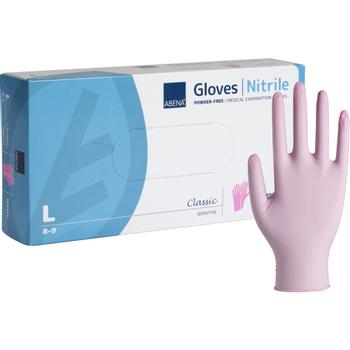 ABENA Undersøgelseshandske,  ABENA Classic Sensitive,  L, pink, nitril, pudderfri (29073302*100)
