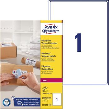 AVERY etiket L7167B-100 Pk/100 stk hvid 289, 1x199, 6 mm (L7167B-100)