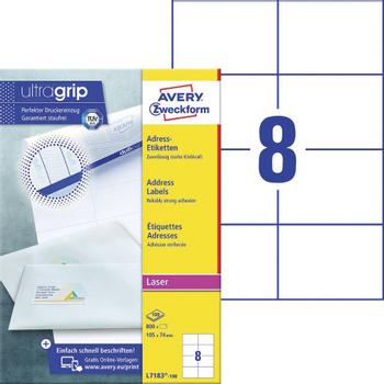 AVERY etiket L7183-100 Pk/800 stk hvid 74x105 mm (L7183-100)