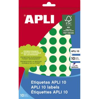 APLI Etiketter grøn Ø 13 mm (10) 616 stk. (2737)