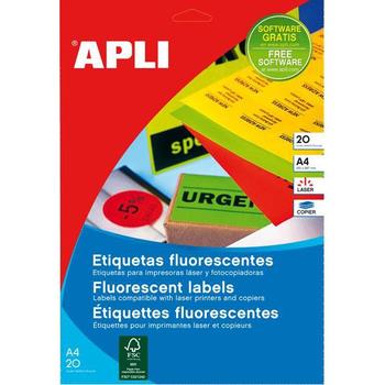 APLI Etiketter Apli 210x297mm Flour Orange - Til L/C (2879)
