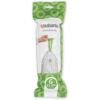 BRABANTIA Size G - Skraldespandsforing - løbesnor - 30 l - høj-densitets polyethylen (HDPE) - hvid - pakke med 12 x 20 (246265)