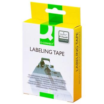 QConnect tape TzeS241 eks. kl Sort/hvid 18 mm x 8 mtr (KF18907)