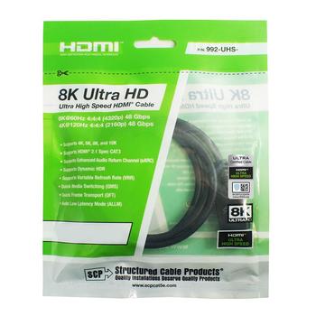SCP 992-UHS-0.5M Ultra High Speed HDMI 2.1, 8K@60Hz, 4:4:4, 48Gbps, 0.5 meter (992-UHS-0.5M)
