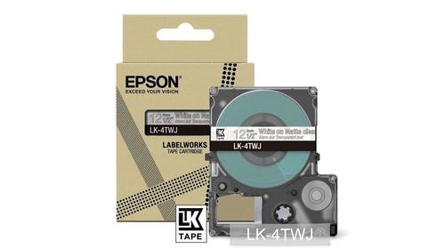 EPSON n LabelWorks LK-4TWJ - White on matte clear - Roll (1.2 cm x 8 m) 1 cassette(s) hanging box - tape cartridge - for LabelWorks LW-C410, LW-C610 (C53S672068)