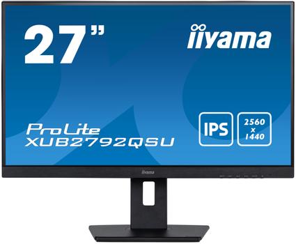 IIYAMA a ProLite XUB2792QSU-B5 - LED monitor - 27" - 2560 x 1440 WQHD @ 75 Hz - IPS - 350 cd/m² - 1000:1 - 5 ms - HDMI, DVI, DisplayPort - speakers - matte black (XUB2792QSU-B5)