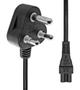 ProXtend Angled Type D (India) to C5 Power Cord Black 2m