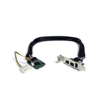StarTech 3 Port 2b 1a 1394 Mini PCI Express FireWire Card Adapter - FireWire adapter - PCIe Mini Card - FireWire 800 - 2 ports + 1 x FireWire - MPEX1394B3 - FireWire-adapter - 2 porter (MPEX1394B3)