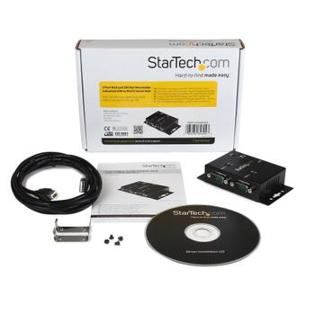STARTECH 2 Port Wall Mount USB to Serial Adapter Hub w/ DIN Rail Clip (ICUSB2322I)