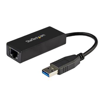 StarTech USB 3.0 to Gigabit Ethernet Adapter - 10/ 100/ 1000 NIC Network Adapter - USB 3.0 Laptop to RJ45 LAN (USB31000S) - Nettverksadapter - USB 3.0 - Gigabit Ethernet - svart (USB31000S)