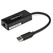 STARTECH StarTech.com USB 3.0 SuperSpeed auf Gigabit Ethernet Lan Adapter mit USB Port - 10/100/1000 RJ45 NIC Netzwerkadapter - St/Bu - Schwarz - Netzwerkadapter - USB 3.0 - Gigabit Ethernet - Schwarz - für P/