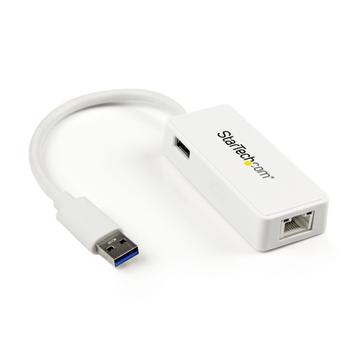 STARTECH USB 3.0 to Gigabit Ethernet Adapter NIC w/ USB Port - White (USB31000SPTW)