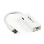 STARTECH USB 3.0 to Gigabit Ethernet Adapter NIC w/ USB Port - White