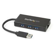 STARTECH StarTech.com 3 Port USB 3.0 Hub mit Gigabit Ethernet Adapter aus Aluminum - Kompakter USB3 Hub mit GbE - Hub - 3 x SuperSpeed USB 3.0 + 1 x 10/100/1000 - Desktop - für P/N: PEXUSB3S2EI, PEXUSB3S42, PE