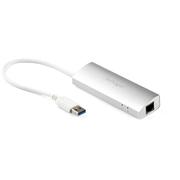STARTECH 3-Port Portable USB 3.0 Hub plus Gigabit Ethernet - Built-In Cable