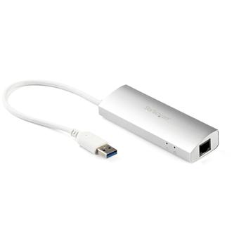 STARTECH StarTech.com 3-Poorts draagbare USB 3.0 hub met Gigabit Ethernet - Aluminium USB hub met Gigabit netwerkadapter - geďntegreerde kabel - Hub - 3 x SuperSpeed USB 3.0 + 1 x 10/ 100/ 1000 (ST3300G3UA)