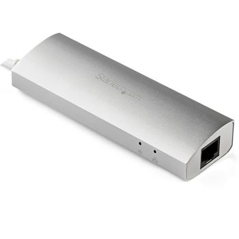STARTECH StarTech.com 3-Poorts draagbare USB 3.0 hub met Gigabit Ethernet - Aluminium USB hub met Gigabit netwerkadapter - geďntegreerde kabel - Hub - 3 x SuperSpeed USB 3.0 + 1 x 10/ 100/ 1000 (ST3300G3UA)