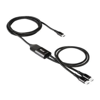 CLUB 3D USB TYPE C Y cable Charging cable to 2XUSB type C max 100 Watt 1.83m/ 6Feet M/M (CAC-1527)