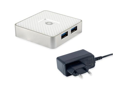 CONCEPTRONIC USB-Hub 4Port USB3.0 mit Power Adapter (HUBBIES03W)