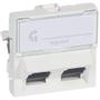 LEGRAND MOSAIC DATA RJ45 2XCAT-6 UTP 2M 45° HVI