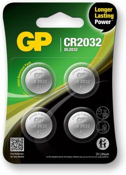 GP Lithium Cell Battery CR2032, 3V, Safety Seal, 4-pack (103381)