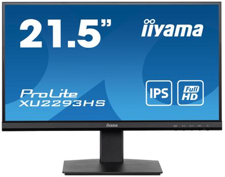IIYAMA ProLite XU2293HS-B5 - LED-monitor - 22" (21.5" zichtbaar) - 1920 x 1080 Full HD (1080p) @ 75 Hz - IPS - 250 cd/m˛ - 1000:1 - 3 ms - HDMI, DisplayPort - luidsprekers - matzwart (XU2293HS-B5)
