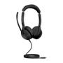 JABRA a Evolve2 50 MS Stereo - Headset - on-ear - Bluetooth - wired - active noise cancelling - USB-C - black - Zoom Certified,   Certified for Microsoft Teams, Cisco Webex Certified,   Alcatel-Lucent Certified (25089-999-899)