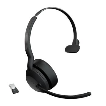 JABRA a Evolve2 55 MS Mono - Headset - on-ear - Bluetooth - wireless - active noise cancelling - USB-A via Bluetooth adapter - black - Zoom Certified,    Cisco Webex Certified,    Tencent Meeting Certified,    Alcat (25599-899-999)