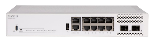 Ruckus Wireless ICX8200 Compact Switch, 8×10/ 100/ 1000 Mbps PoE+ ports, 2×10 GbE SFP+ 124W PoE budget (ICX8200-C08PF)