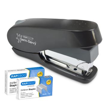 Rapesco Germ Savvy Luna Eco Stapler Plastic 50 Sheet Black - 1466 (1466)