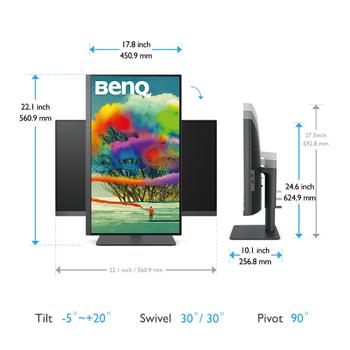 BENQ DesignVue PD2705U - LED monitor - 27" - 3840 x 2160 4K UHD (2160p) @ 60 Hz - IPS - 350 cd/m² - 1200:1 - HDR10 - 5 ms - HDMI, DisplayPort,  USB-C - speakers (9H.LKDLA.TBE)