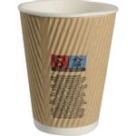 Kaffebæger,  11cm, Ø9cm, 36 cl, 40 cl, brun, pap/PE, 12 oz, ripple wall light