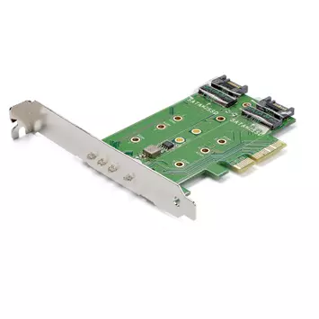 StarTech 3-Port M.2 SSD CARD - 1 x PCIe (NVMe) M.2, 2 x SATA III M.2 - PCIe 3.0 (PEXM2SAT32N1)