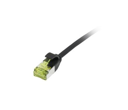 SYNERGY Patchkabel RJ45, CAT6A 500Mhz, 0,15m, schwarz, U/FTP, slimline rund d=3,8mm, TPE/ LSZH(Superflex),  AWG32, mit CAT7 Rohkabel, Synergy 21 (S217310V3)