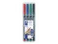 STAEDTLER Lumocolor OHP Pen Permanent Superfine 0.4mm Line Assorted Colours (Pack 4) - 313WP4 (880413)
